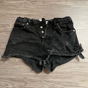 Zara Black Frayed Jean Shorts